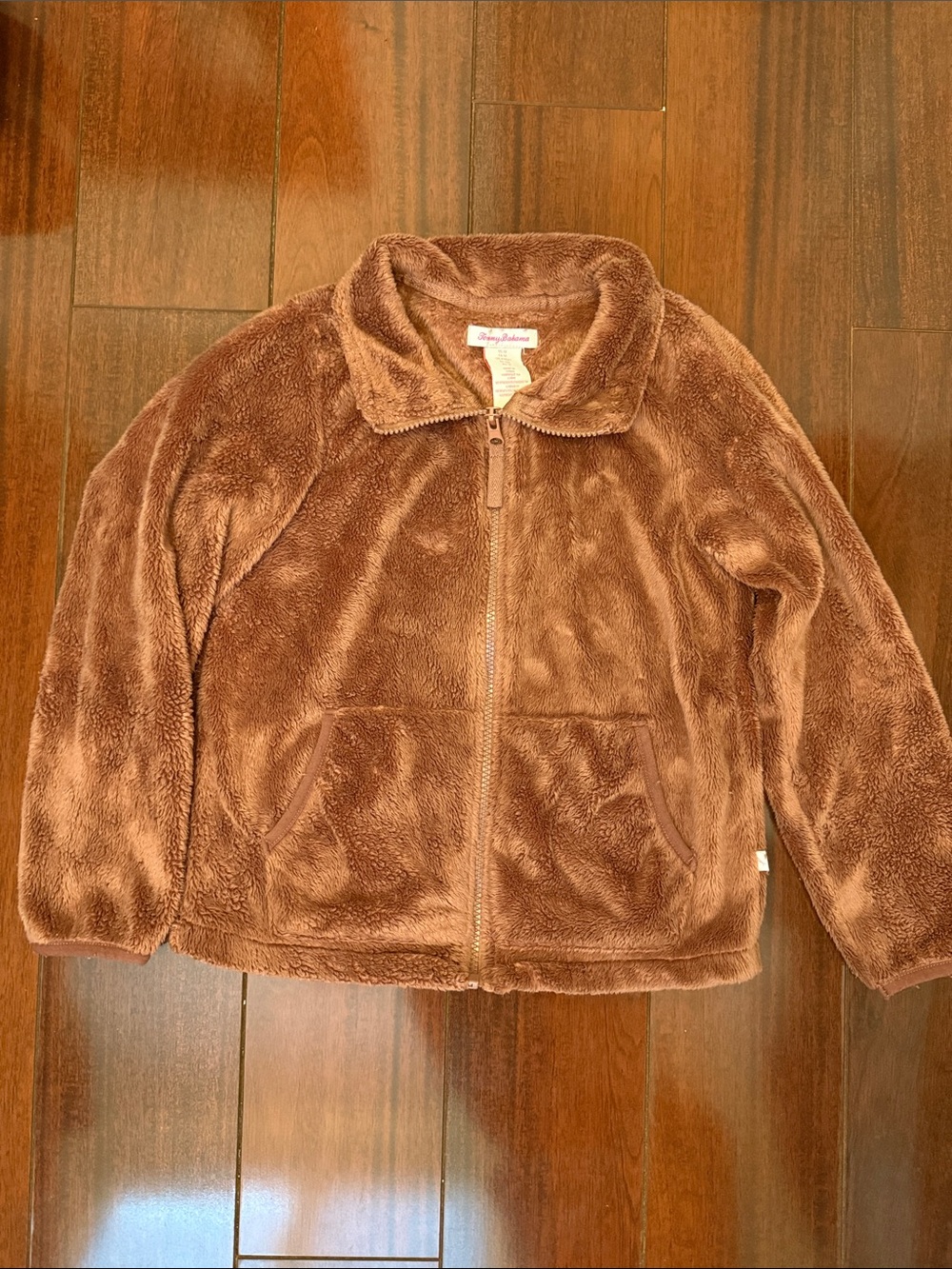 Cozy Brown Plush Zip-Up Kids Jacket